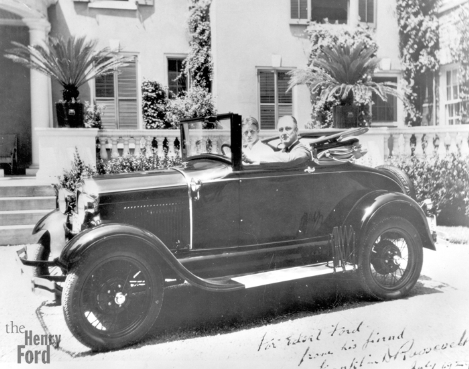 President Franklin Roosevelt in a Ford Mod. A Roadster.