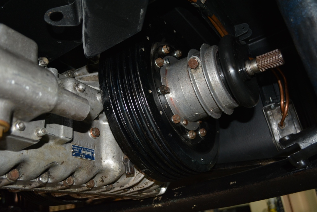 The transaxle and LH brake drum in position
