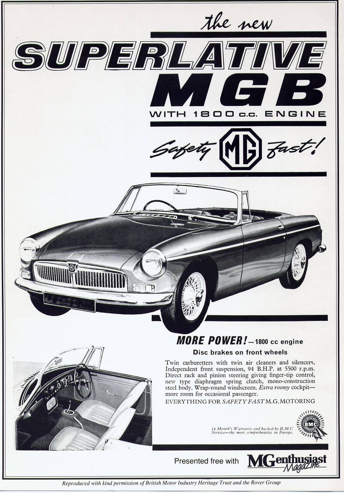 Vintage advertisements for MG cars. Fast safety