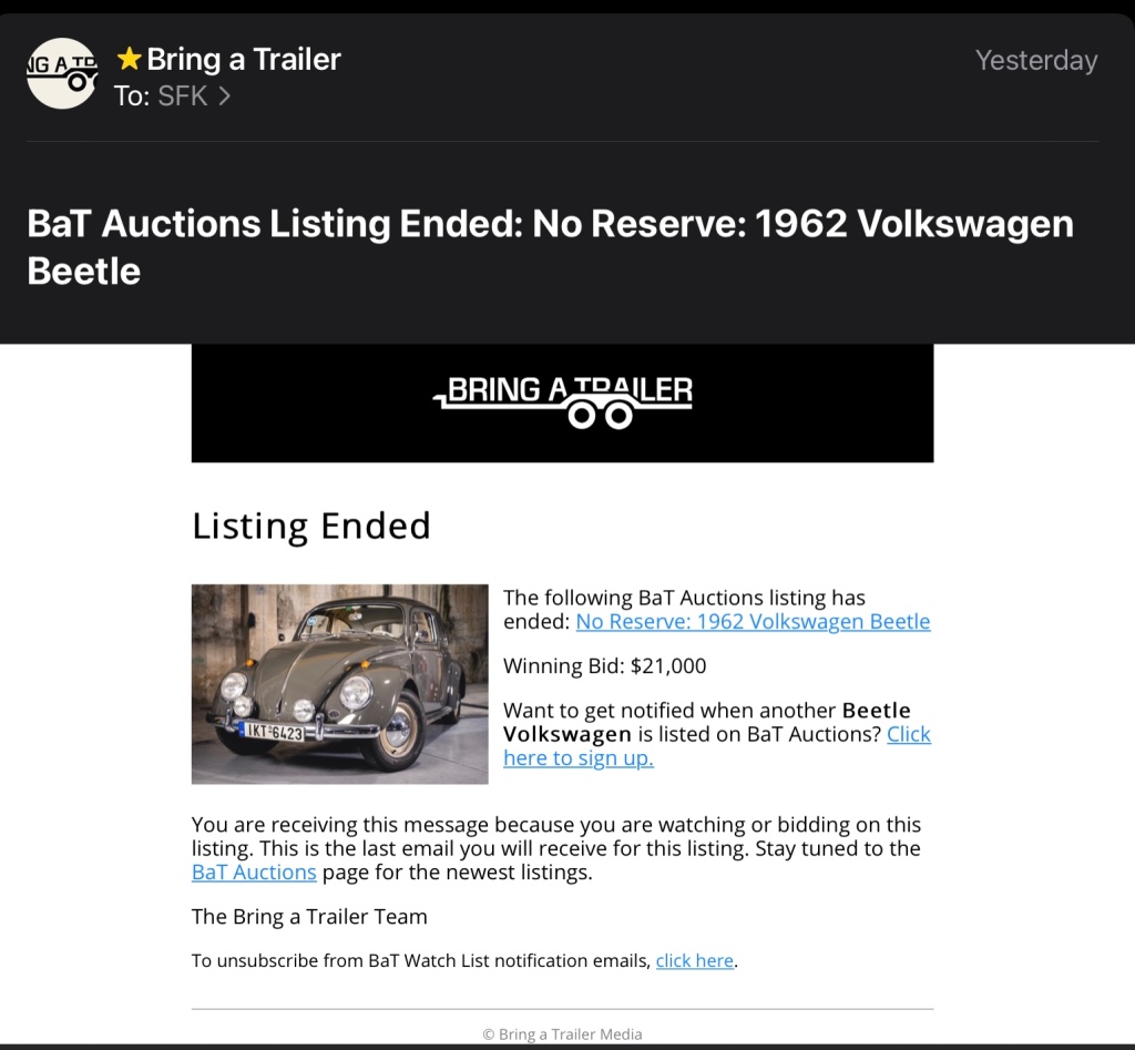 The saga of auctioning my 1962 Volkswagen Beetle @BringATrailer app.